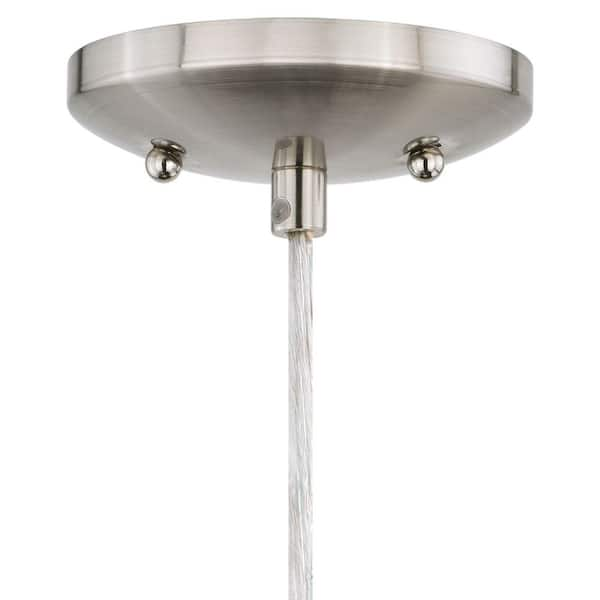 Milano 1-Light Satin Nickel Mini Pendant Ceiling Light Gray White Glass