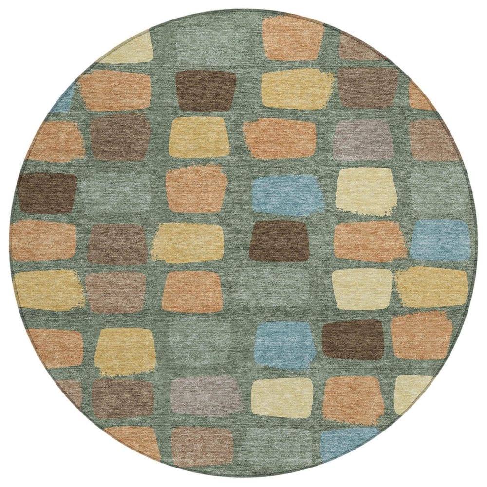 Chantille Machine Washable Indoor/Outdoor Abstract ACN2501 Basil 8 ft. x 8 ft. Area Rug price history on PriceWatchPro