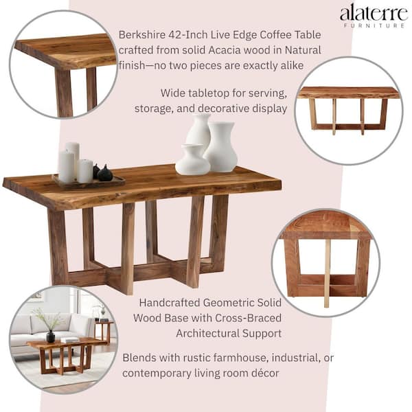 Mesa Live Edge De Madera De Acacia Natural - Diseño Industrial Alaterre