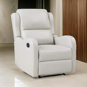 Brown Faux Leather Manual Recliner with Cushioned Seat and Solid Wood