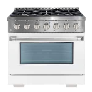 36 in. 5.2 cu. ft. Dual Fuel Range with Gas Stove and Electric Oven in Stainless Steel