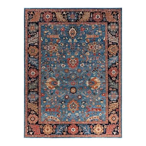 Serapi Light Blue 9 ft. x 12 ft. Tribal Wool Indoor Area Rug