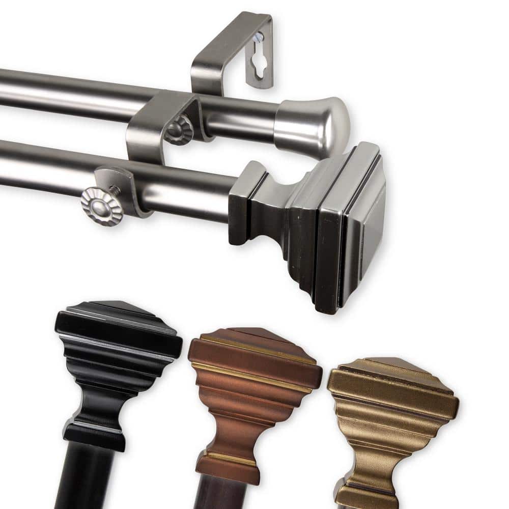 "13/16"" Dia Adjustable 28-48"" Double Curtain Rod in Antique Brass with Saymna Finials" price history on PriceWatchPro