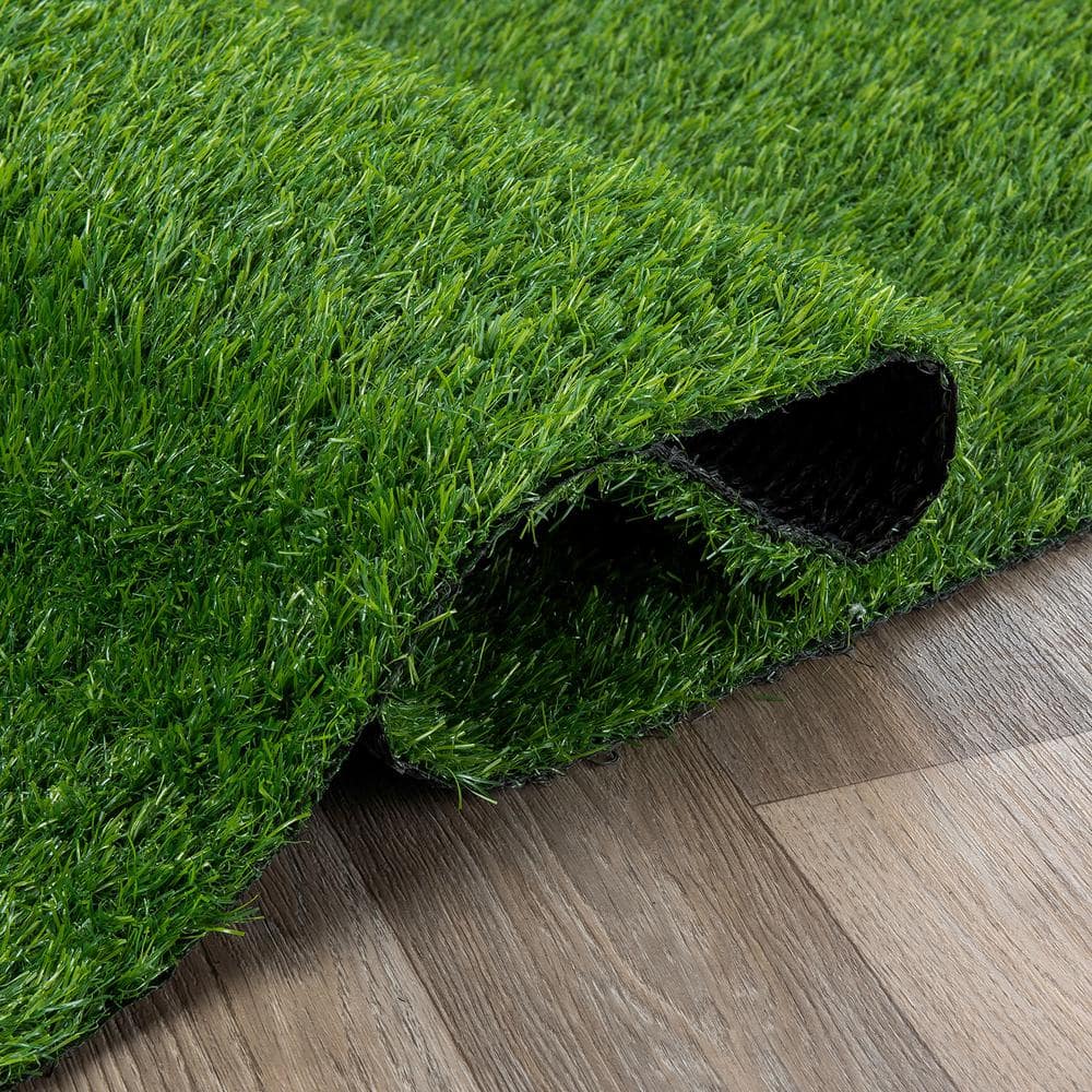 Green Synthetic Artificial Grass Indoor Outdoor Area Rug 6'6"x9'