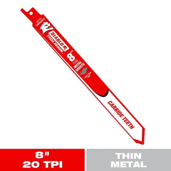 DIABLO 8 in. 20 TPI Steel Demon Carbide Teeth Reciprocating Saw Blade for Thin Metal