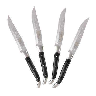 Laguiole Connoisseur 4-Piece Stainless Steel BBQ Steak Knife Set With Wood Handles
