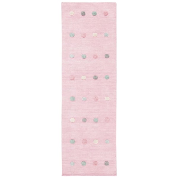 Kids 3 ft. x 8 ft. Light Pink Polka-Dot Runner Rug