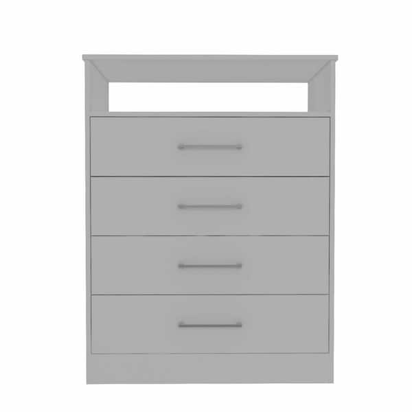 HomeRoots Jordan 4-Drawer White Chest of Drawers 43.2 in. H x 31.4 in. W x 14.7 in. D
