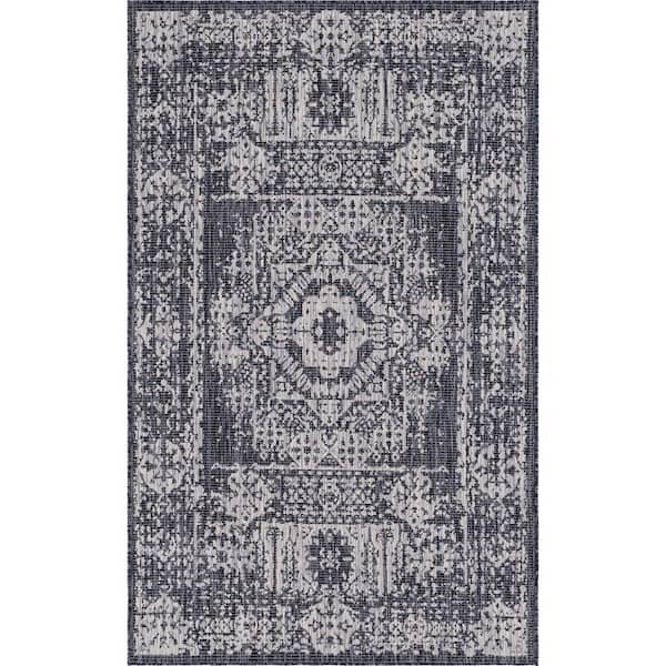 Charcoal Timeworn Indoor/Outdoor 6 ft. x 9 ft. Area Rug