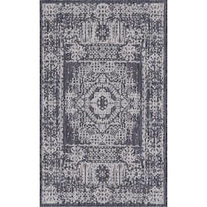 Charcoal Timeworn Outdoor 5 ft. x 8 ft. Area Rug