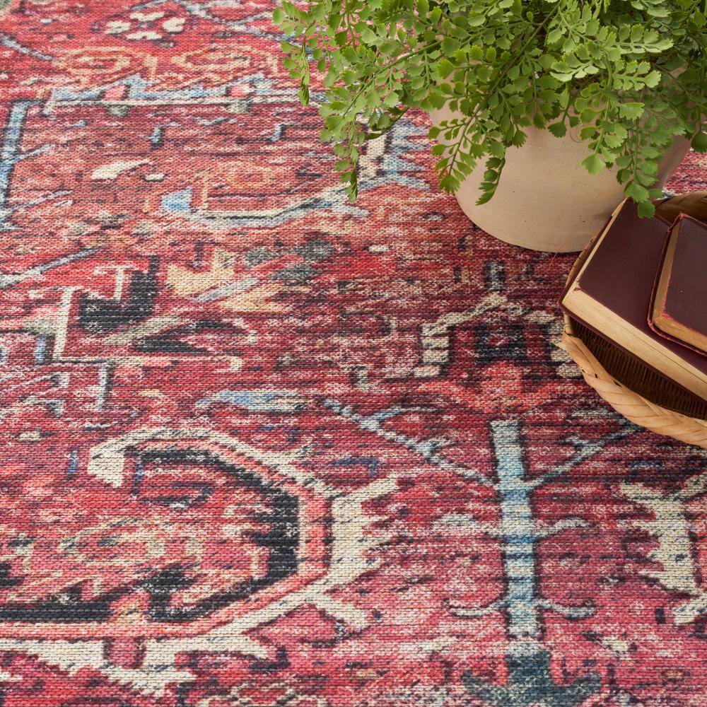Vintage Brick Red Persian Pattern 7'10" x 9'10" Washable Area Rug