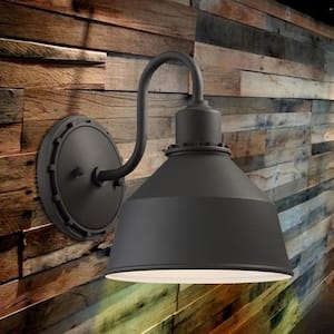 Mantiel Collection 1-Light Black Finish Outdoor Wall Lantern Sconce
