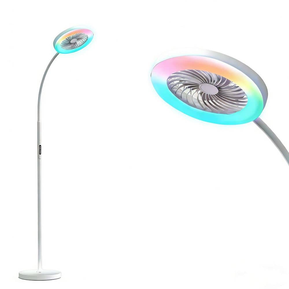 10 in. 3 fan speeds Floor Fan in White, Floor Lamp with RGB 18w/1500lm, Stepless Adjustable 3000K-6000K Color and Dimmer price history on PriceWatchPro