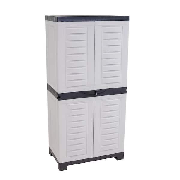 Lockable Storage 23.5 in. W x 48.75 in. H x 14 in. D Freestanding Cabinet with 3 Adjustable Shelves in Gray