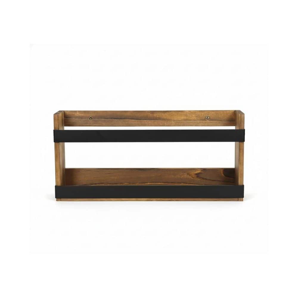 Brown 16. 5 in x 3.2 in Pine Wood Wall Mount Magazine Rack LX0661