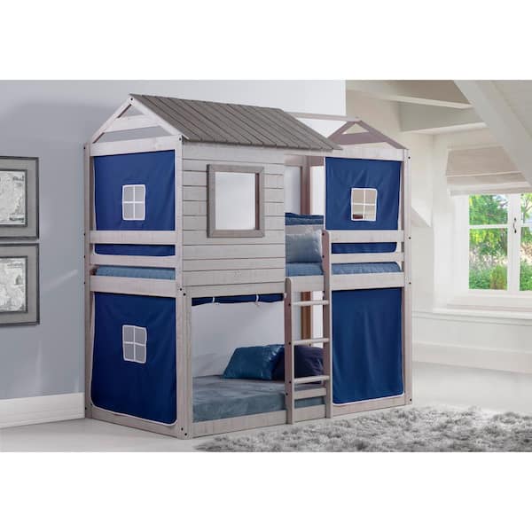 Donco Kids Deer Blind Blue Tent Twin, Bunk Bed With Tent Underneath
