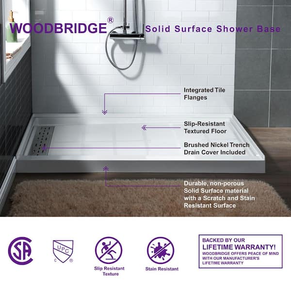 WoodBridge 60'' W 32'' D Rectangular Single Shower Base & Reviews