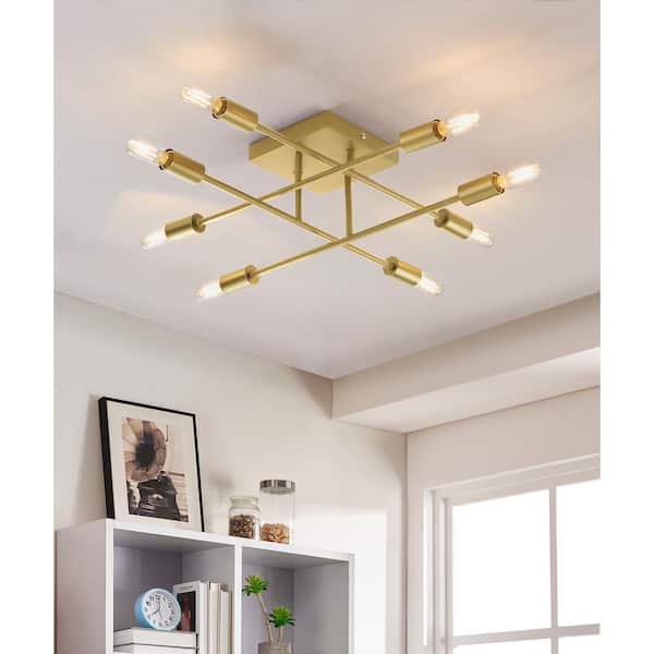 Halton 8-Light 19.5 in . Gold Flush Mount Ceiling Fixture