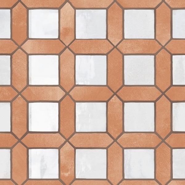 Picket Arendel 15 in. x 23 in. Terra with White Square Porcelain Floor and Wall Tile (11.6 sq. ft. /Case)