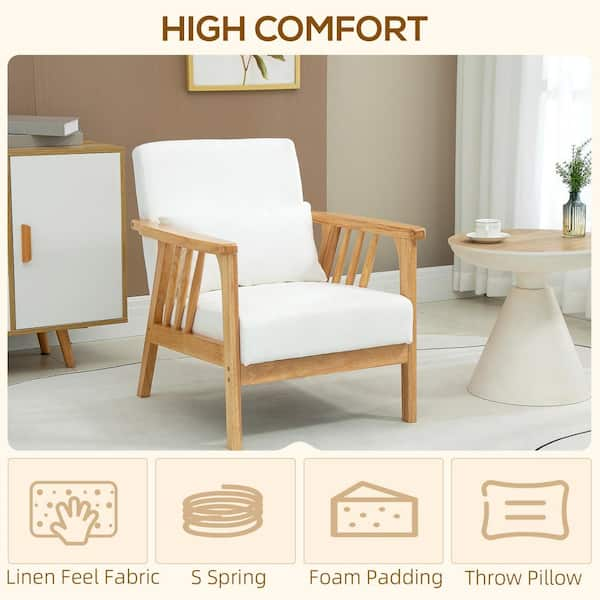 HOMCOM Beige Accent Chairs with Seat and Back Cushion Upholstered