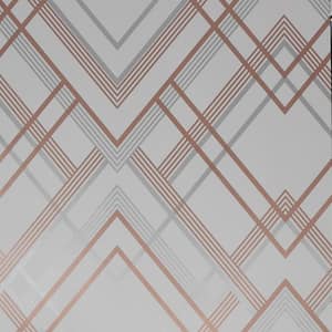 Ritz Grey and Rose Gold Removable Wallpaper Sample