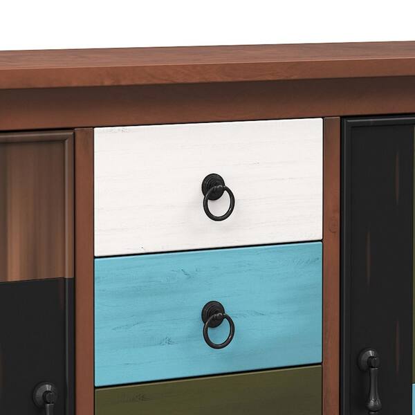 GOSALMON Natural Wooden Storage Cabinet with 3 Drawers and