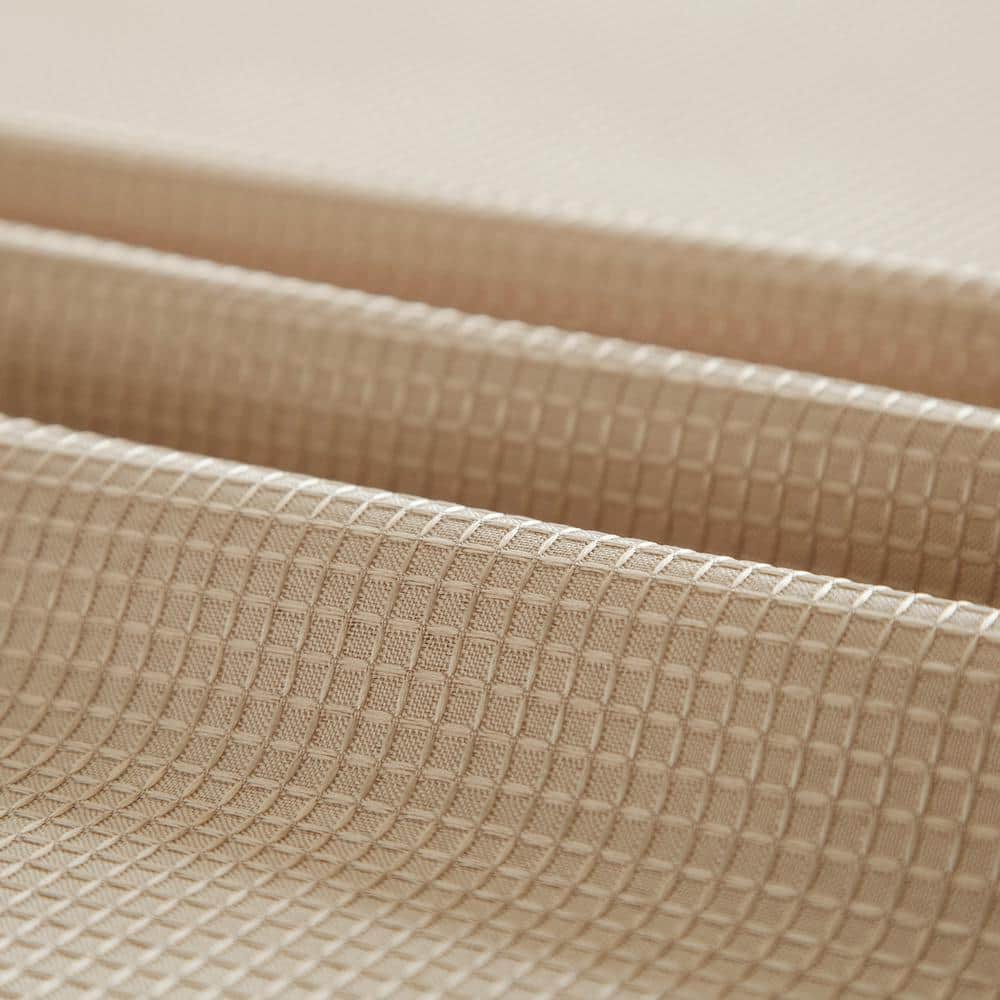 Mocha Waffle Weave Fabric Shower Curtain with Detachable Liner
