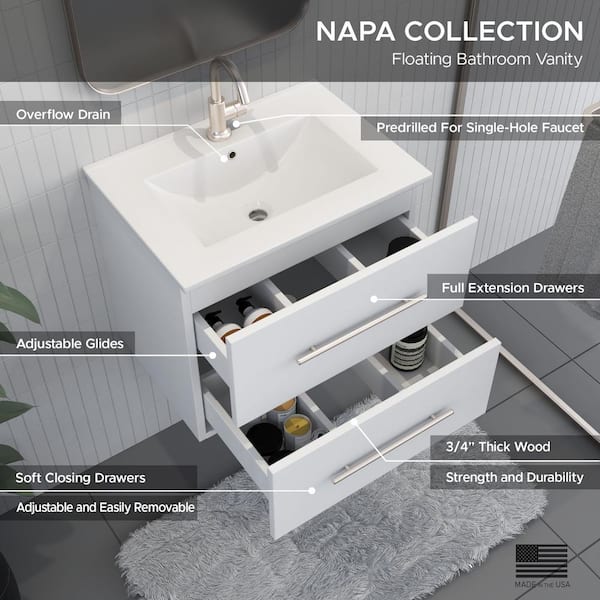 VOLPA USA AMERICAN CRAFTED VANITIES Napa 24 in. W x 18 in. D Wall
