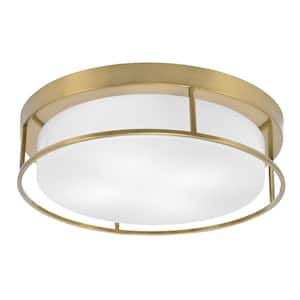 Ashland 18 in. 4 Light New Age Brass Flush Mount with White Marble Glass Shade No Bulbs Included