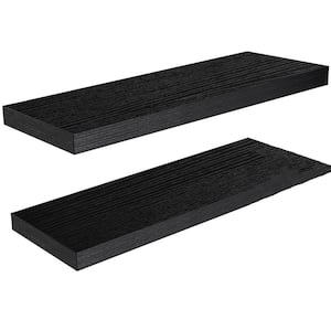 31.5 in. W x 6.7 in. D Black Floating Shelves for Living Room, Decorative Wall Shelf, Set of 2