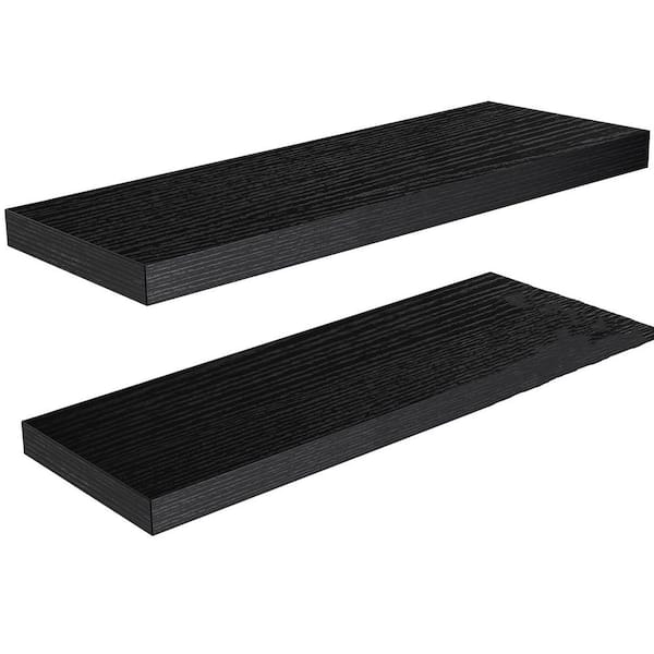 Unbranded 31.5 in. W x 6.7 in. D Black Floating Shelves for Living Room, Decorative Wall Shelf, Set of 2