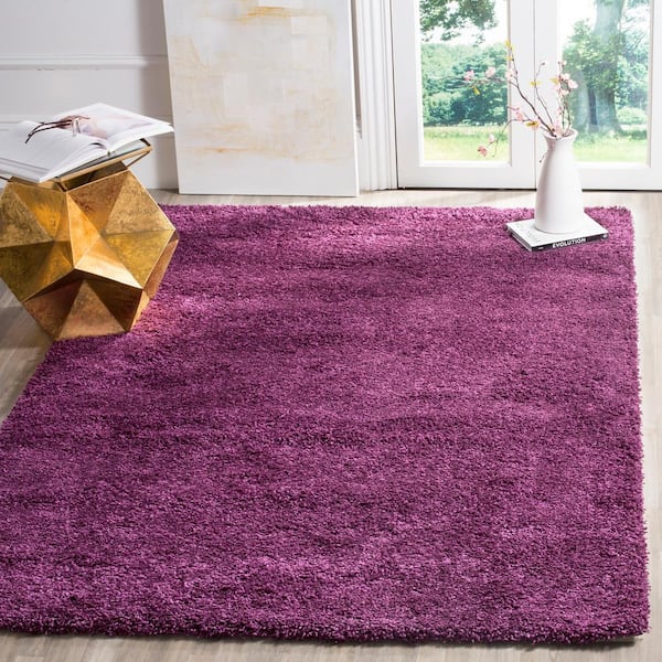 California Shag Purple 4 ft. x 6 ft. Solid Area Rug
