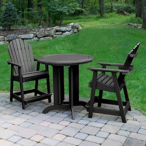 Hamilton Black 3-Piece Recycled Plastic Round Outdoor Balcony Height Dining Set