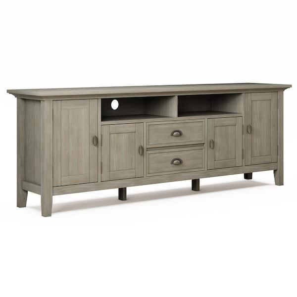 Brooklyn + Max Stanwick 72 in. Distressed Grey Wood TV Stand with 1 Drawer Fits TVs Up to 80 in. with Storage Doors