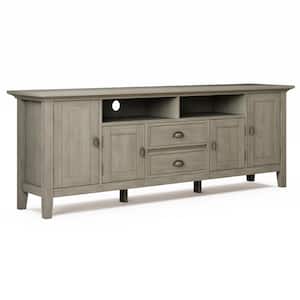 Redmond Solid Wood 72 in. Wide Transitional TV Media Stand in Distressed Grey for TVs up to 80 in.