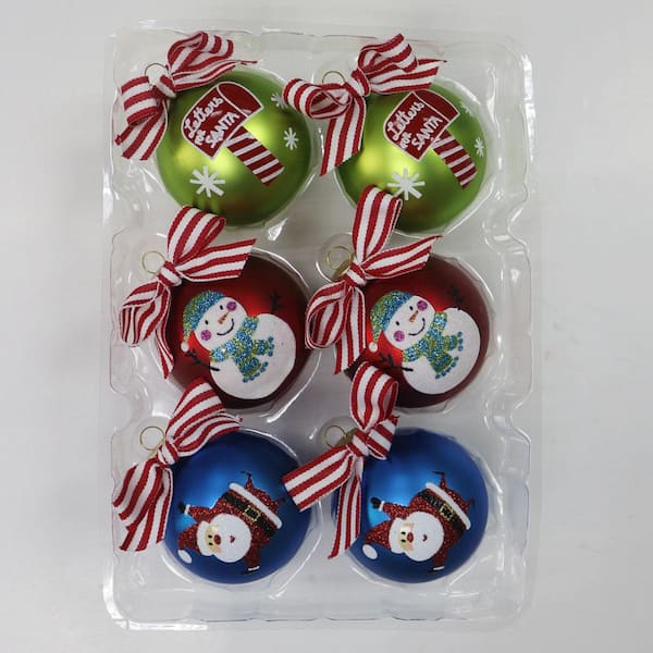 Home Accents Holiday Hah 2.5 Red/Blue/Green with Mailbox Snowman and Santa (6-Count)