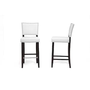 Aries White Faux Leather Upholstered 2-Piece Bar Stool Set