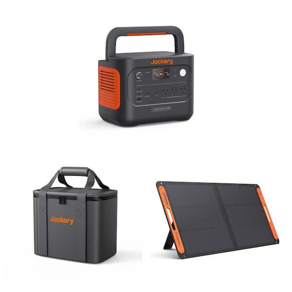 Explorer 1000V2 1500-Watt/3000W Peak Power Station, Medium Carrying Bag, and Solar Saga 100-Watt Solar Panel Combo