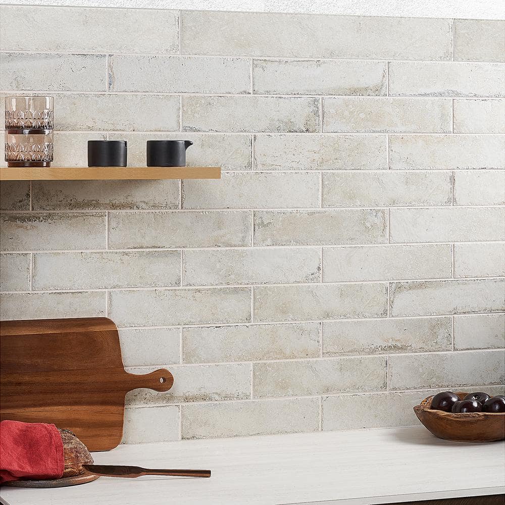 Ravello 3" x 12" Natural White Porcelain Wall and Floor Tile