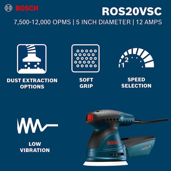 2.5 Amp 5 in. Corded Variable Speed Random Orbital Sander/Polisher Kit with Carrying Bag