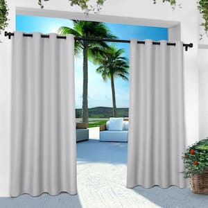 Cabana Cloud Grey Solid Light Filtering Grommet Top Indoor/Outdoor Curtain, 54 in. W x 84 in. L (Set of 2)