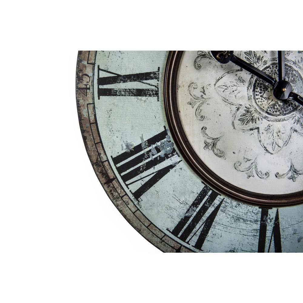 Distressed Mint Green 29" Round Wood Wall Clock