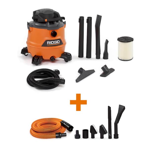 RIDGID 16 Gallon 6.5 Peak HP NXT Wet/Dry Shop Vacuum with Detachable Blower, Filter, Hose, Accessories and Car Cleaning Kit