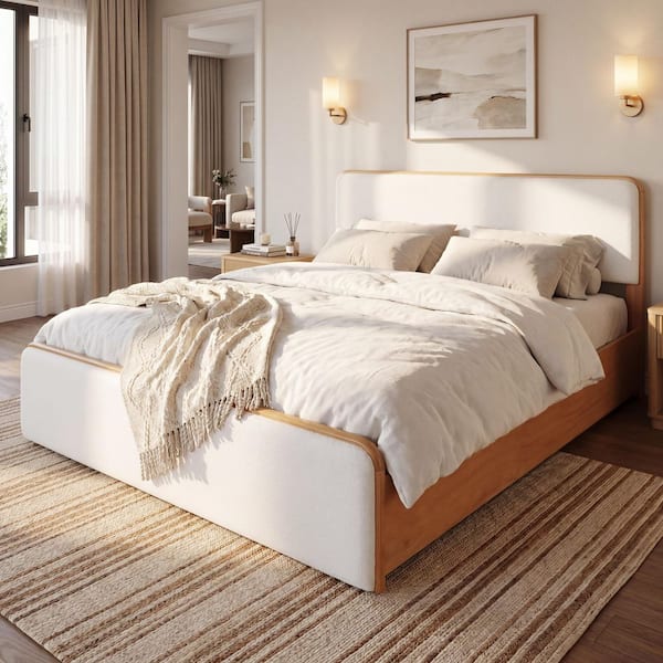 CHRISTOPHER KNIGHT HOME Wren Modern Natural and White Solid Wood Frame ...