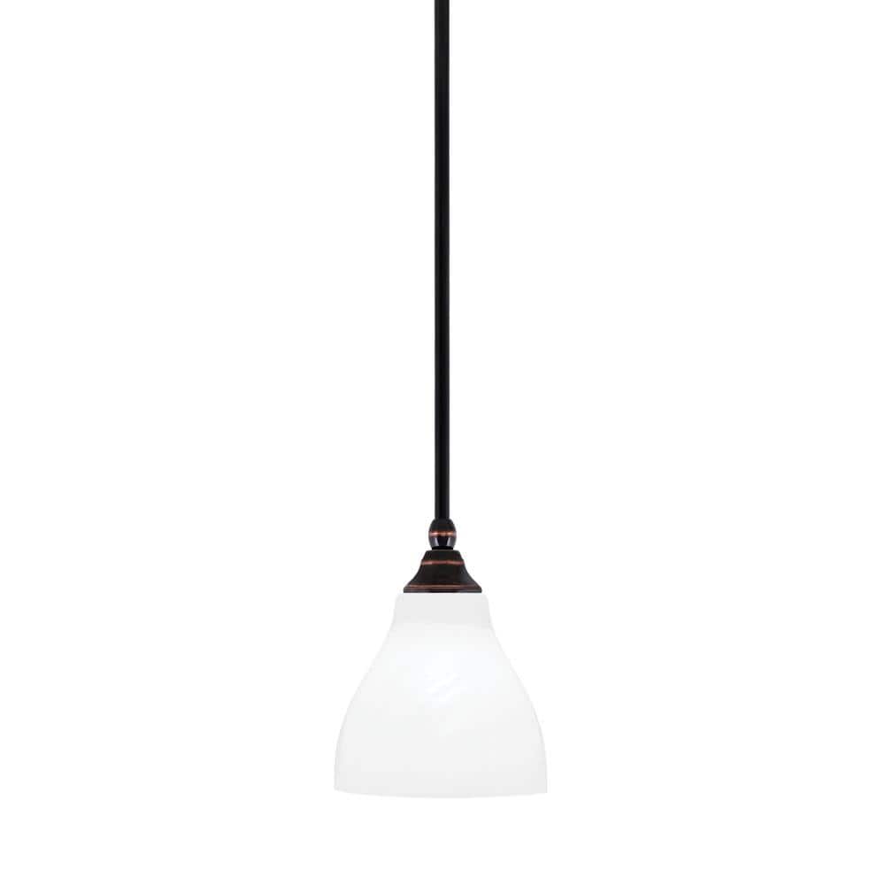 Sparta 100-Watt 1-Light Black Copper Mini Pendant Light with White Marble G