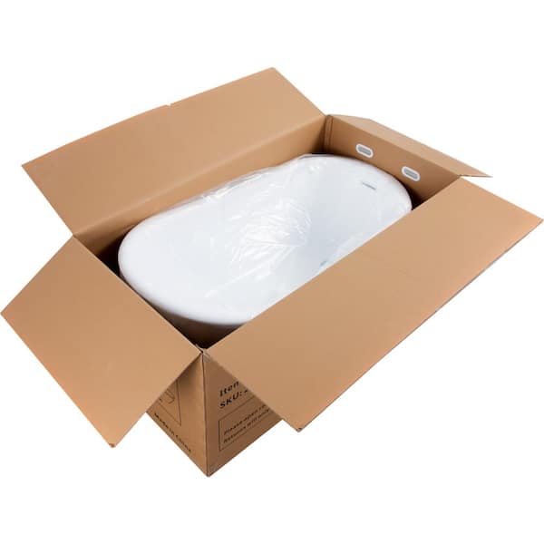 OLUMAT 60 in. x 28.8 in. Soaking Bathtub with Center Drain in White