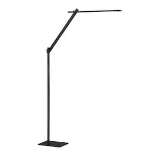 AXOIR 54.2 in. Black Dimmable Torchiere Floor Lamp with Black Metal, Acrylic Shade