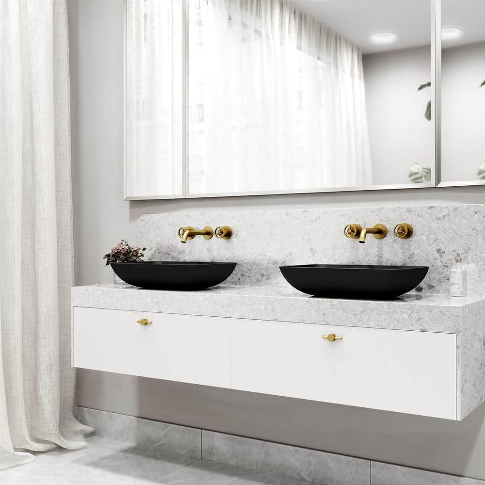 Brooklyn Industrial-Chic Matte Brushed Gold Dual-Handle Faucet