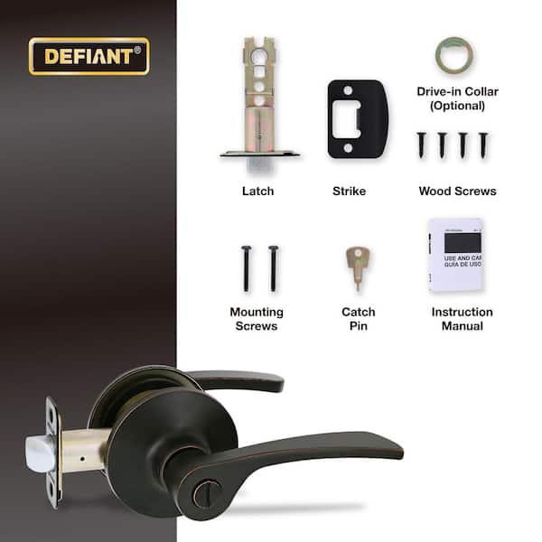 Defiant Kensington Aged Bronze Bed/Bath Door Handle LB4X701B - The