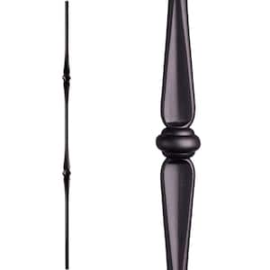 Round 44 in. x 0.625 in. Satin Black Double Knuckle Hollow Wrought Iron Baluster